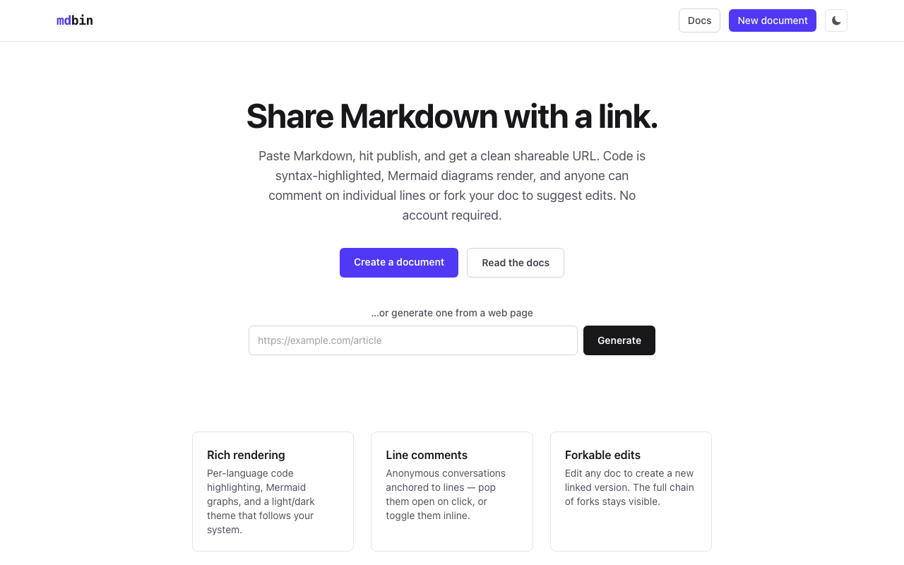 Screenshot of mdbin